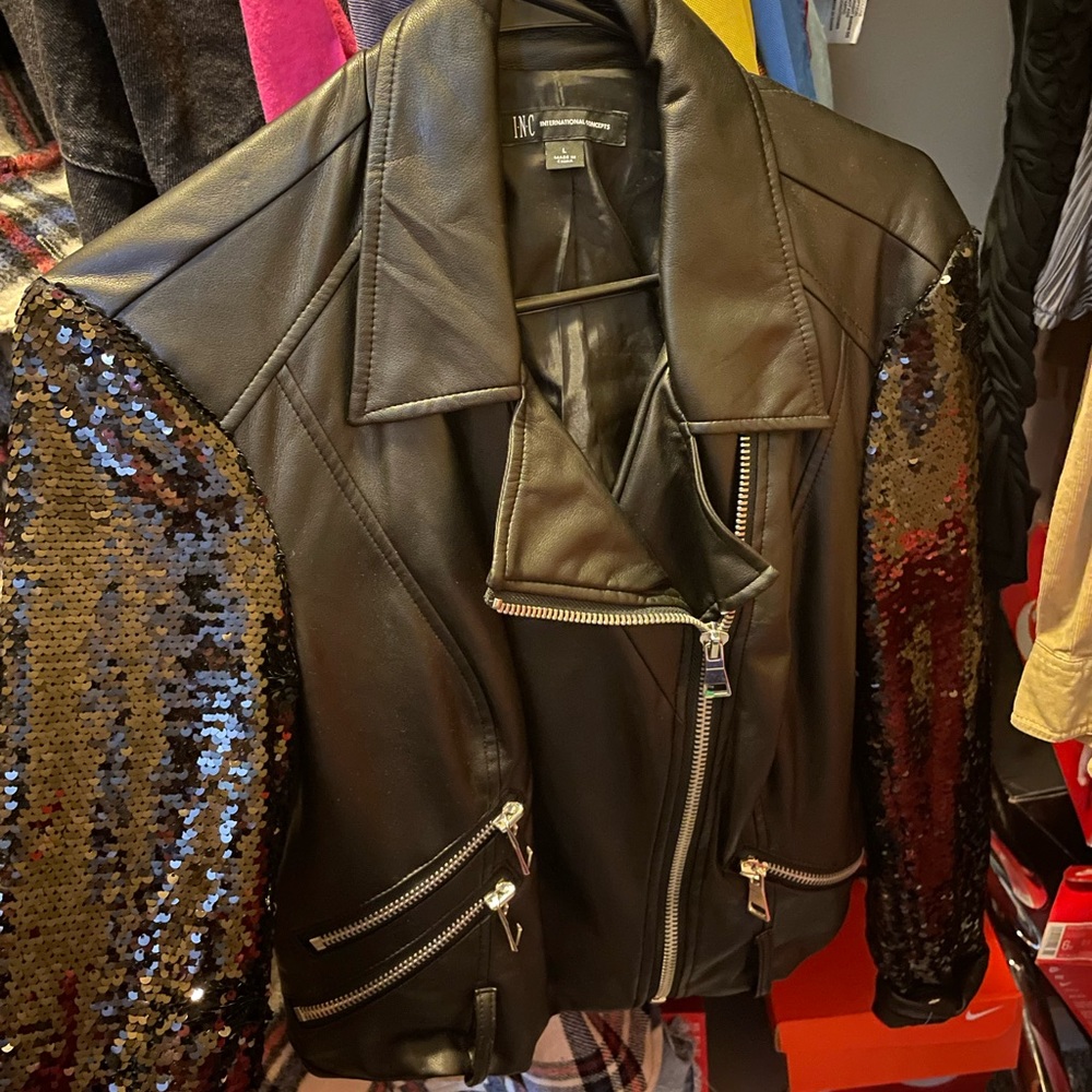 Black leather glam jacket